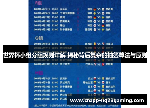 世界杯小组分组规则详解 揭秘背后复杂的抽签算法与原则